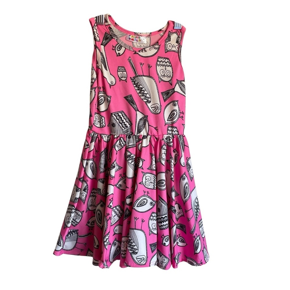 Dot Dot Smile‎ Pink Owl Print Kids Dress NWOT